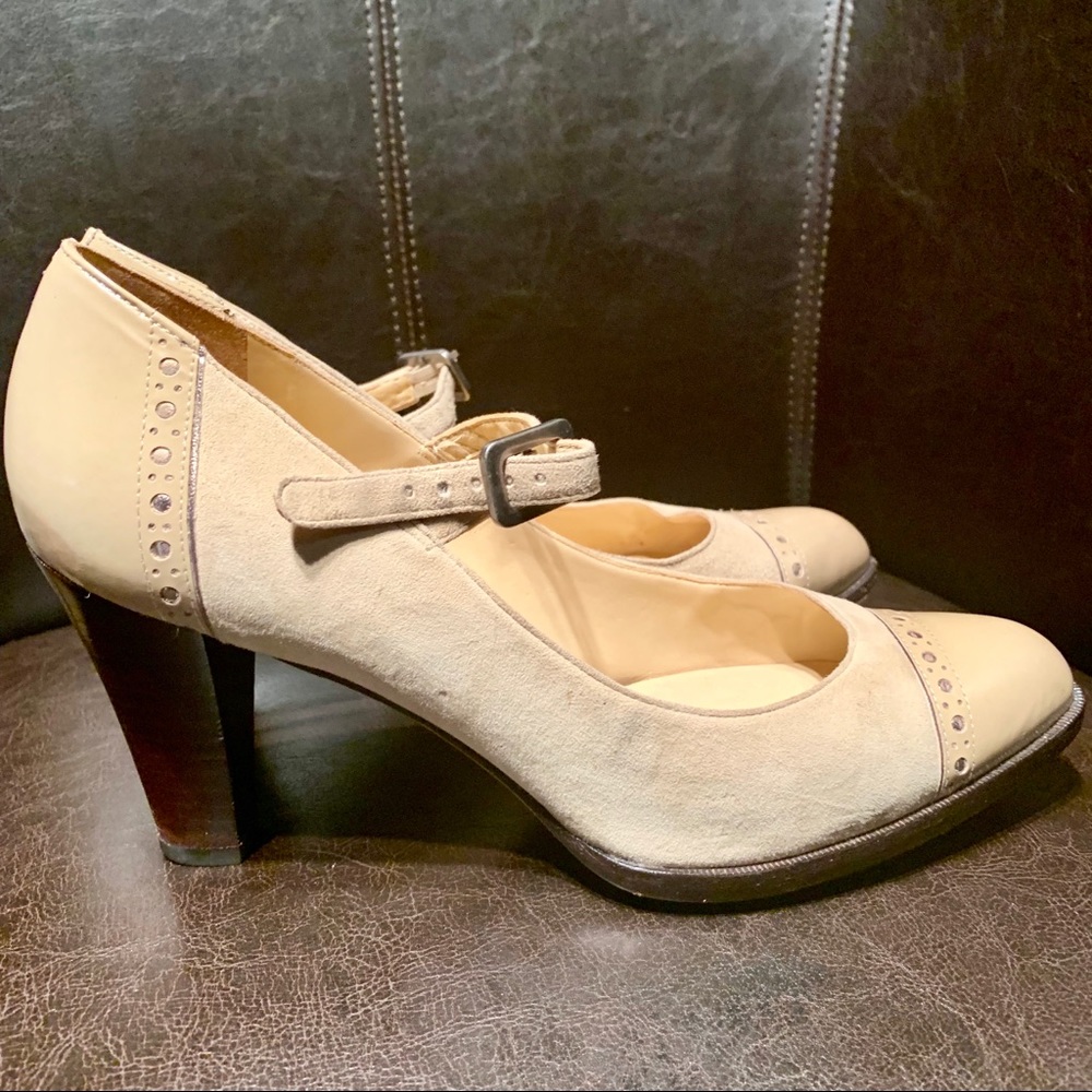 COLE HAAN | ‘Jena Air” Cream Suede & Leather Pumps